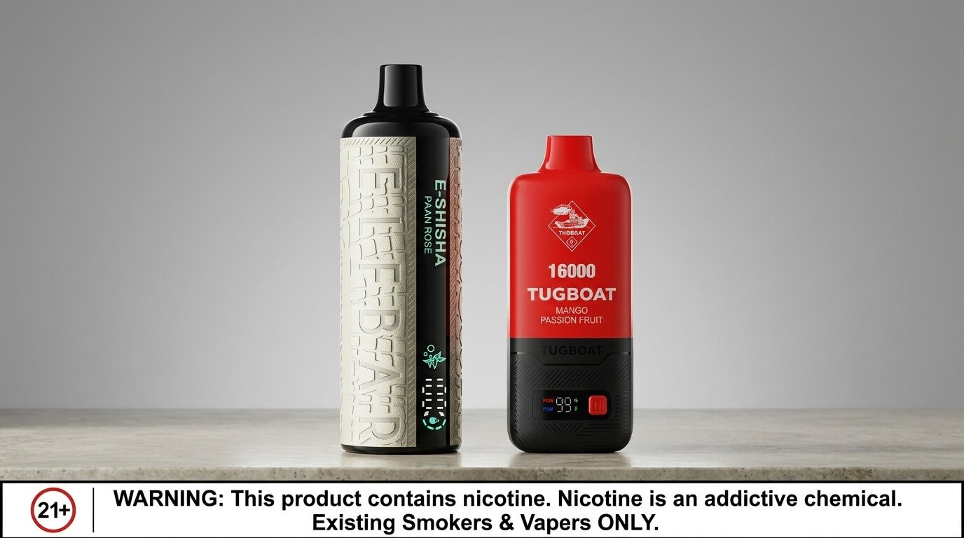 Pod system Kenya rechargeable vape kit next to a replacement pod