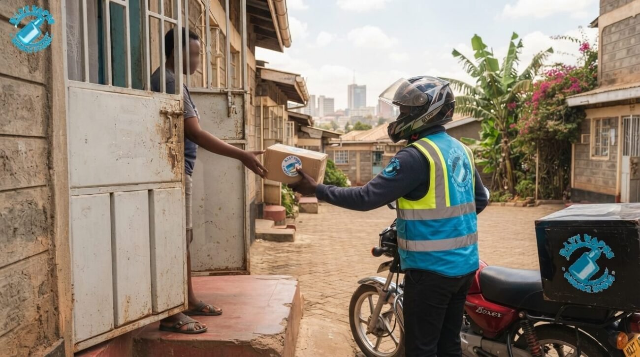 D-LYT Vapes same-day delivery rider handing over a package in Nairobi