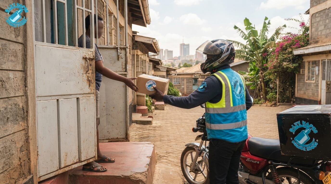 D-LYT Vapes same-day delivery rider handing over a package in Nairobi