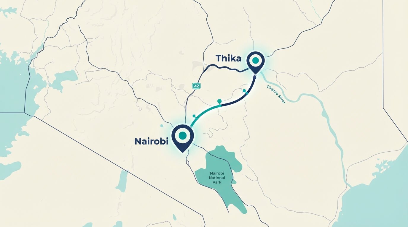 Map view showing same-day vape delivery coverage across Nairobi and Thika