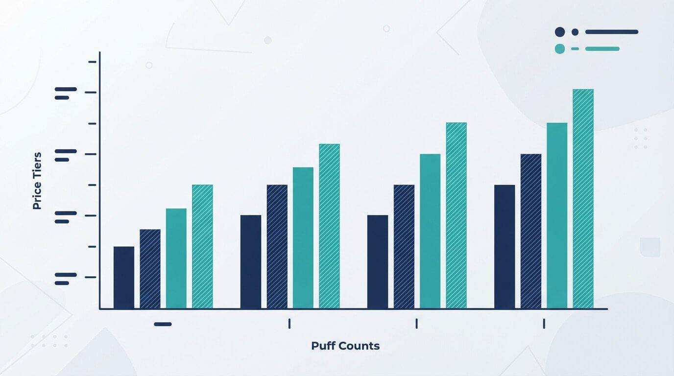 Price tag comparison chart for disposable vapes at different puff counts
